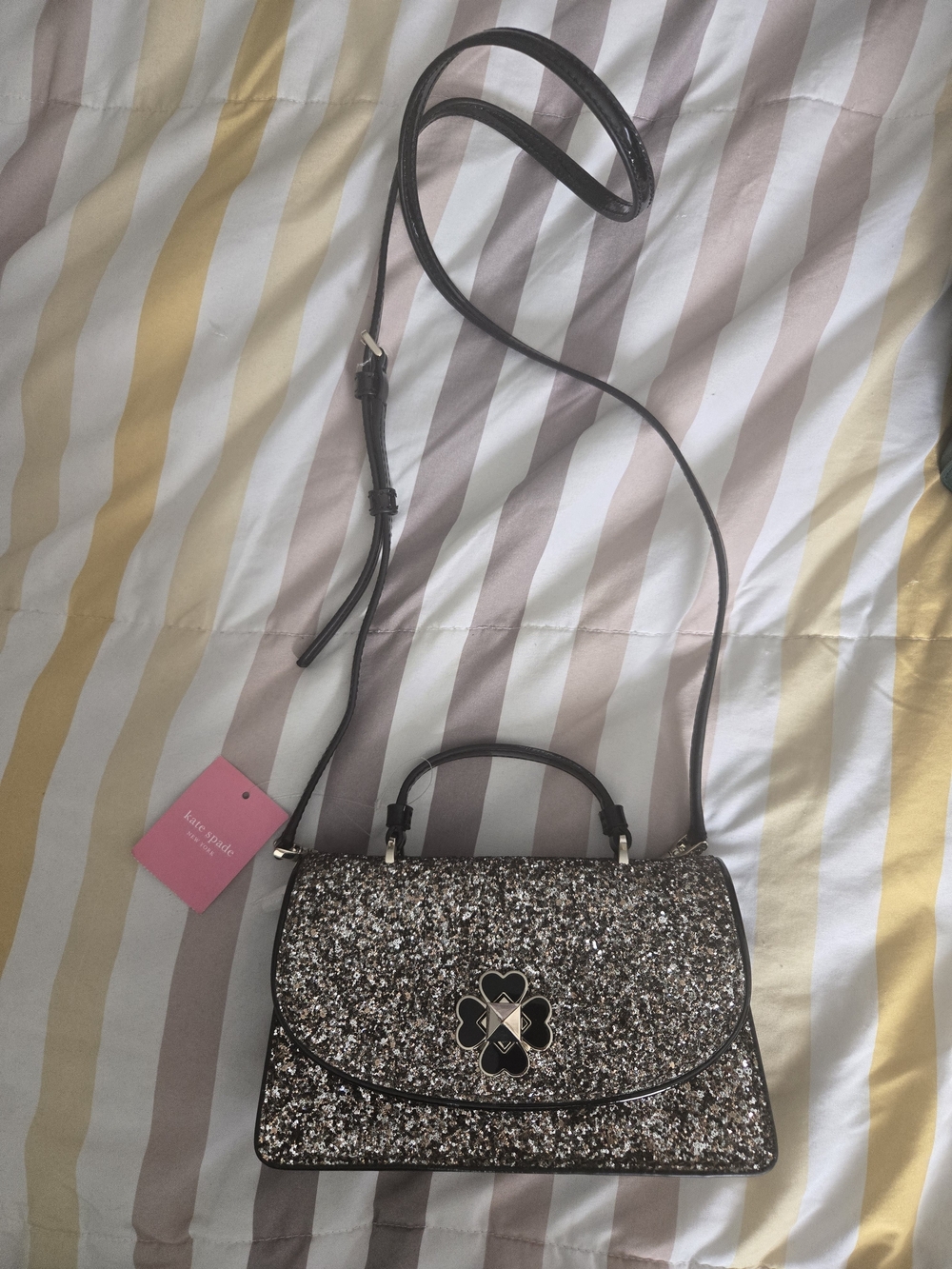 Kate Spade Glitter Crossbody Bag in Metallic Black
